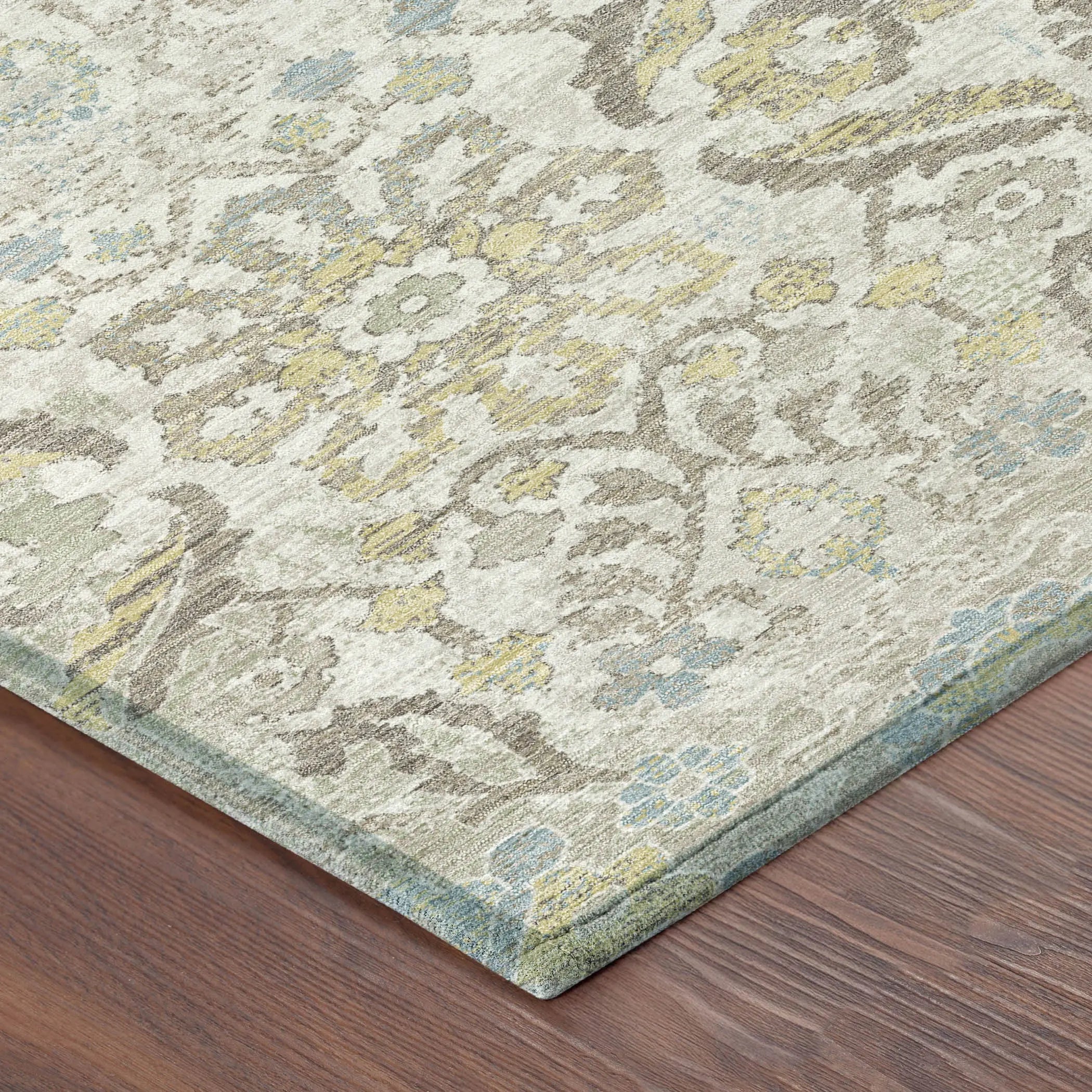 9' X 12' Ivory And Beige Damask Washable Indoor Outdoor Area Rug Homeroots Outdoor
