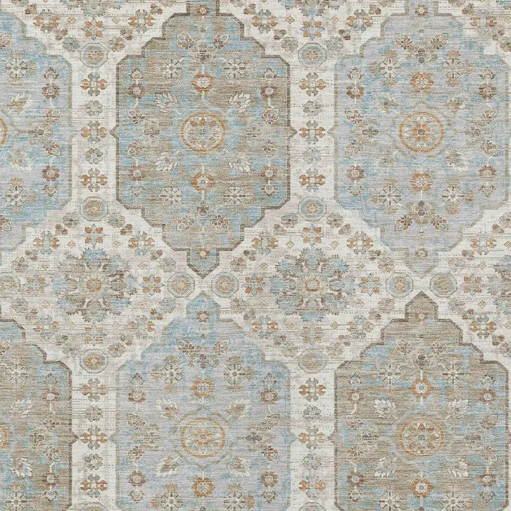 9' X 12' Ivory And Beige Damask Washable Indoor Outdoor Area Rug Homeroots Outdoor