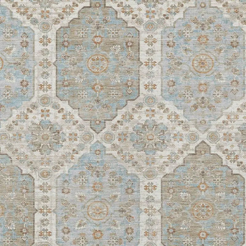 9' X 12' Ivory And Beige Damask Washable Indoor Outdoor Area Rug Homeroots Outdoor