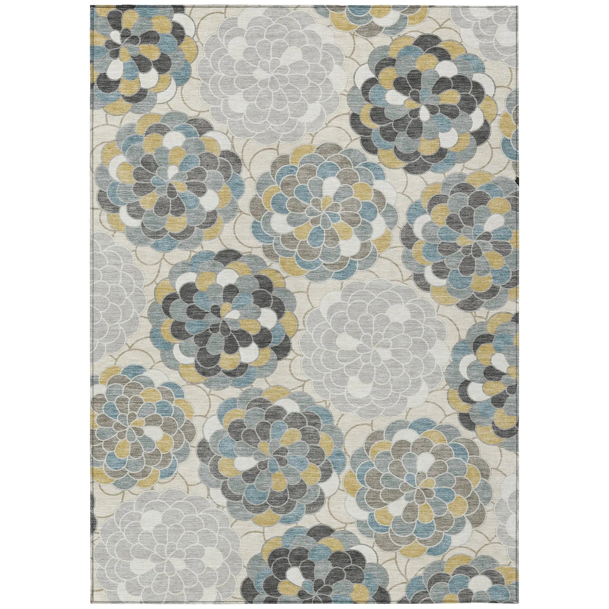 9' X 12' Ivory And Beige Floral Washable Indoor Outdoor Area Rug Homeroots Outdoor