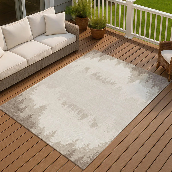 9' X 12' Ivory And Beige Floral Washable Indoor Outdoor Area Rug Homeroots Outdoor
