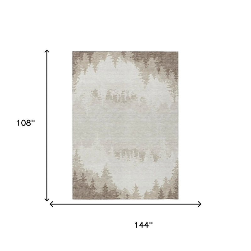 9' X 12' Ivory And Beige Floral Washable Indoor Outdoor Area Rug Homeroots Outdoor
