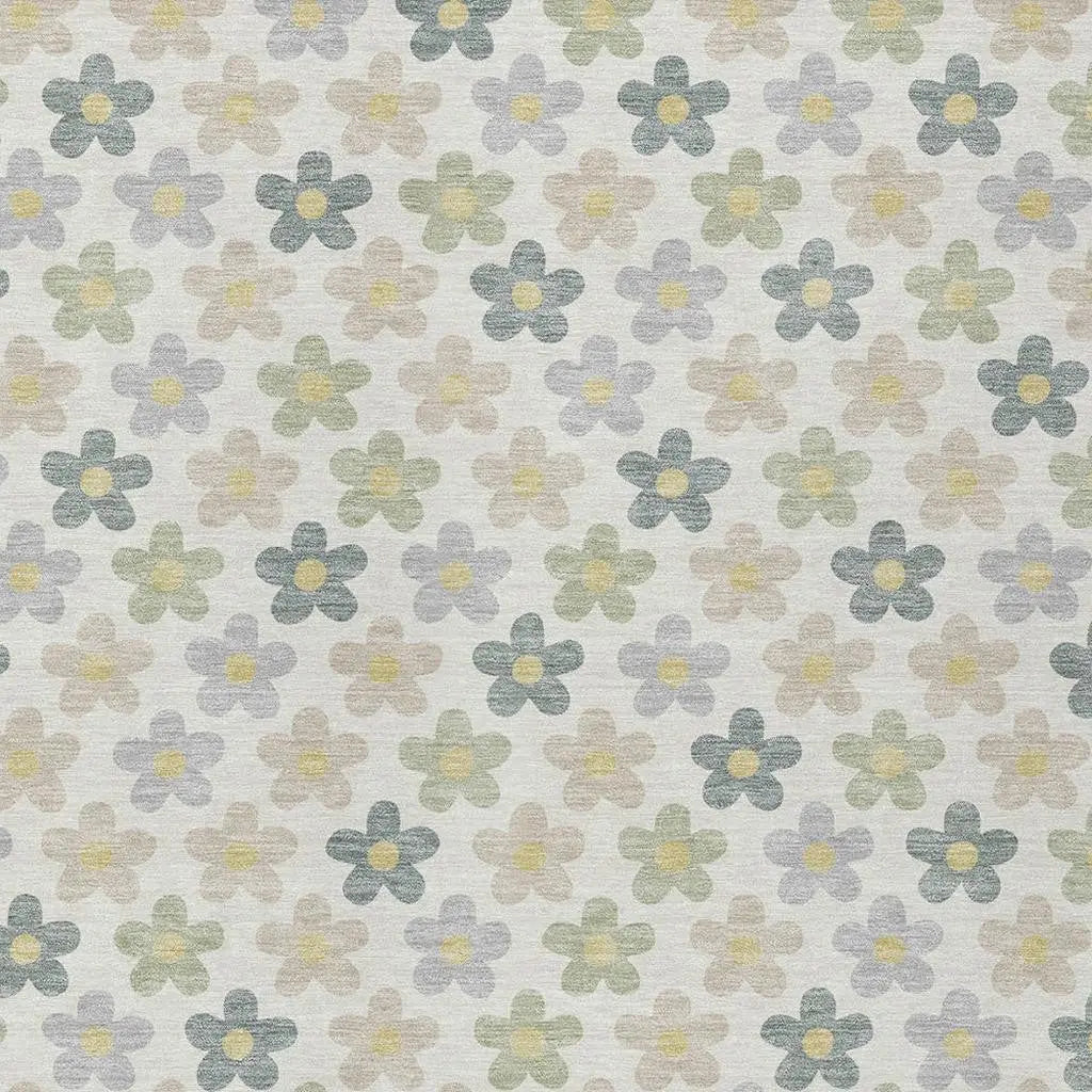 9' X 12' Ivory And Beige Floral Washable Indoor Outdoor Area Rug Homeroots Outdoor