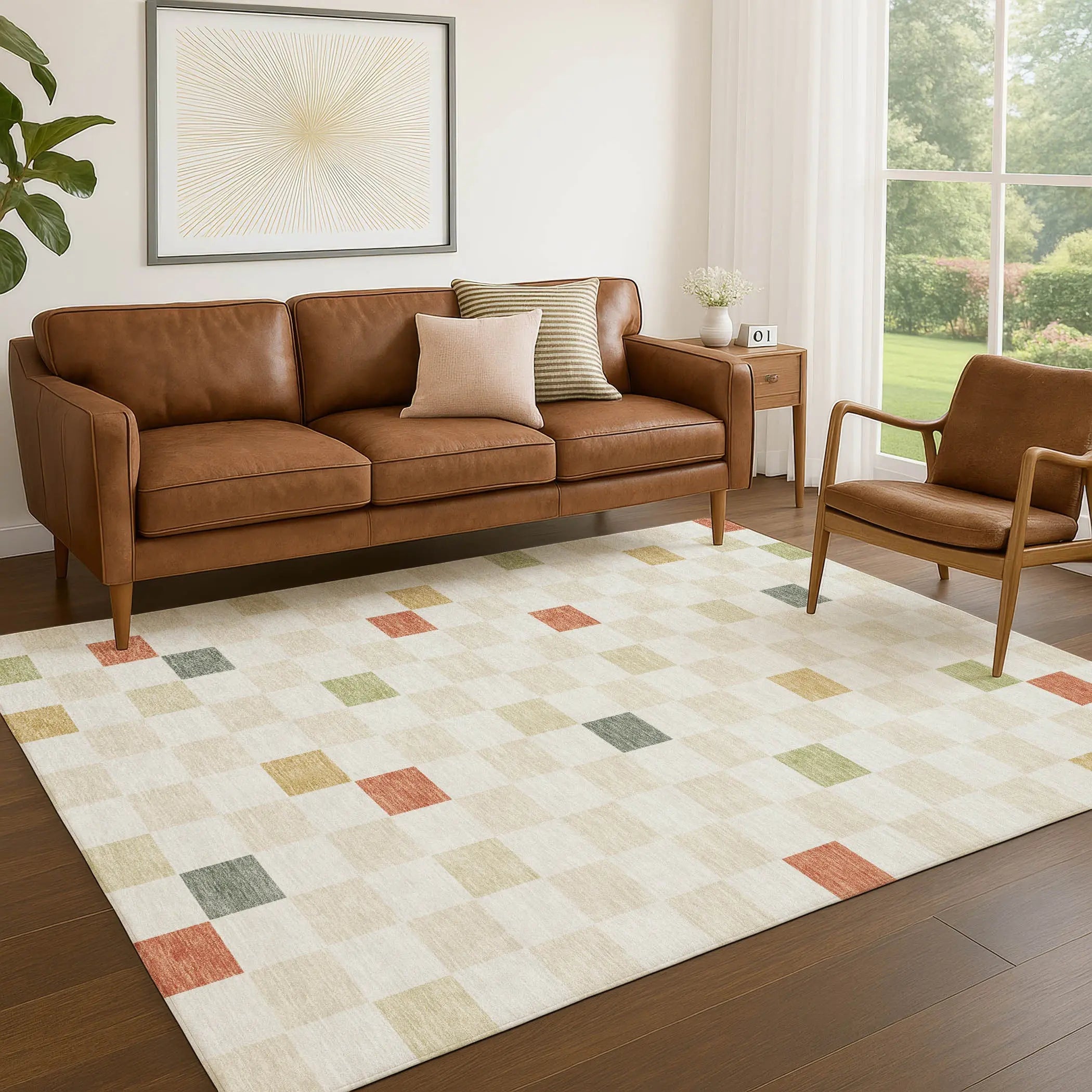 9' X 12' Ivory And Beige Geometric Washable Indoor Outdoor Area Rug Homeroots Outdoor