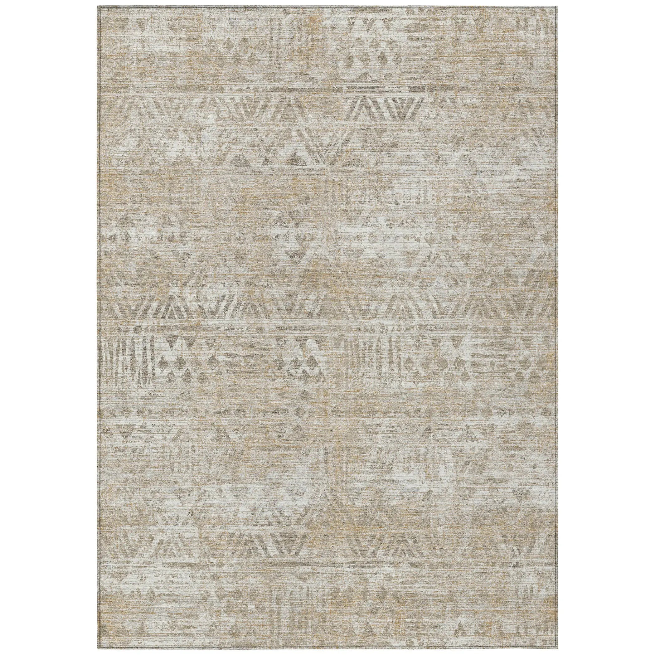 9' X 12' Ivory And Beige Geometric Washable Indoor Outdoor Area Rug Homeroots Outdoor