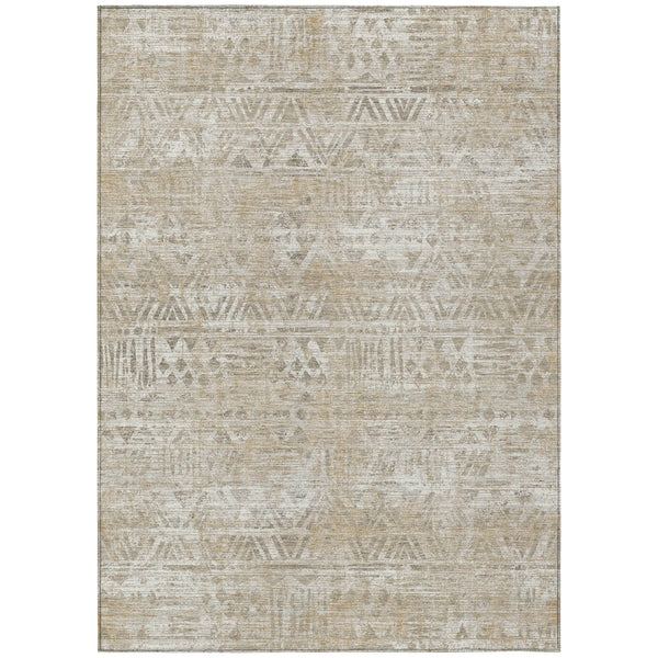 9' X 12' Ivory And Beige Geometric Washable Indoor Outdoor Area Rug Homeroots Outdoor