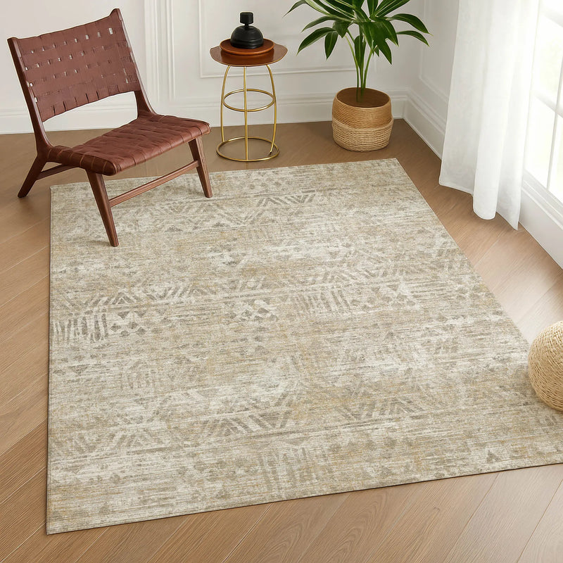 9' X 12' Ivory And Beige Geometric Washable Indoor Outdoor Area Rug Homeroots Outdoor