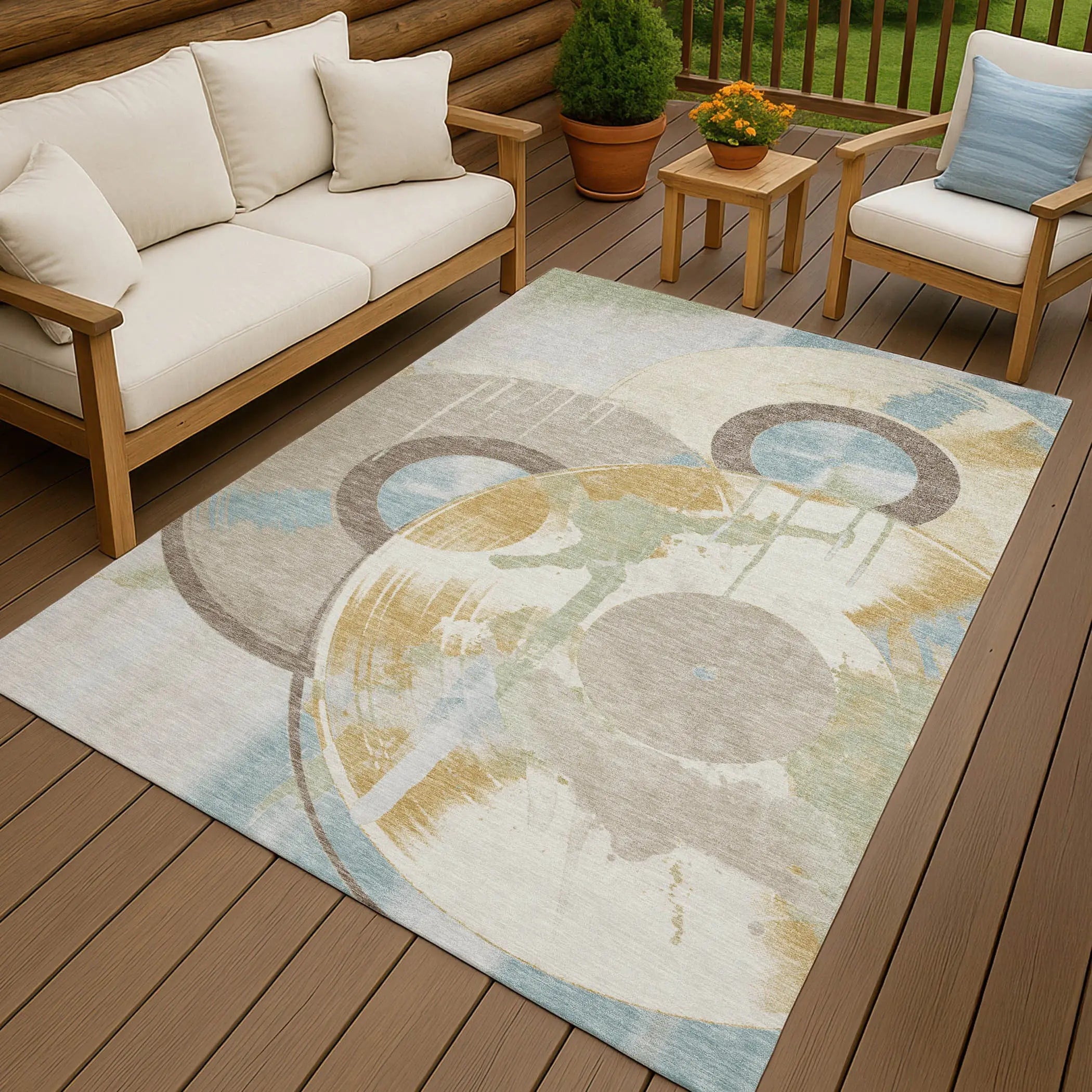 9' X 12' Ivory And Beige Geometric Washable Indoor Outdoor Area Rug Homeroots Outdoor