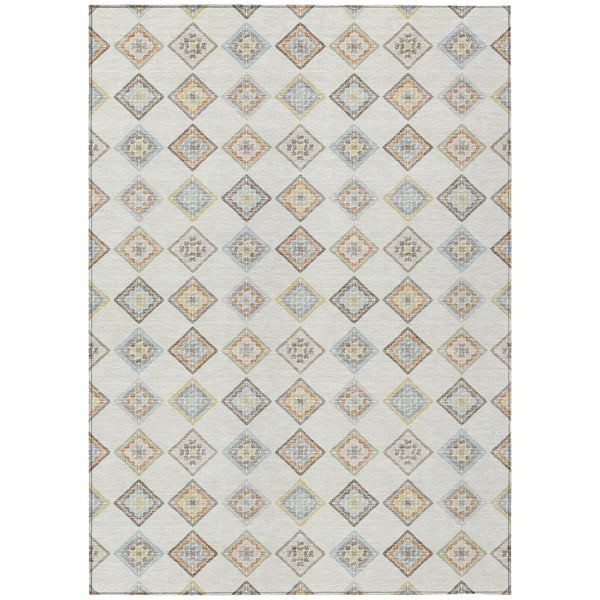 9' X 12' Ivory And Beige Geometric Washable Indoor Outdoor Area Rug Homeroots Outdoor