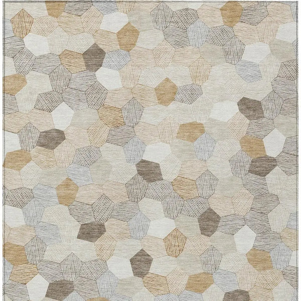 9' X 12' Ivory And Beige Geometric Washable Indoor Outdoor Area Rug Homeroots Outdoor