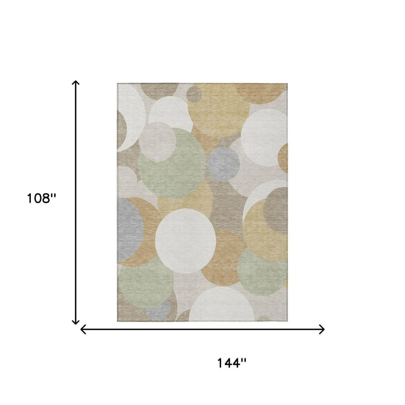 9' X 12' Ivory And Beige Geometric Washable Indoor Outdoor Area Rug Homeroots Outdoor