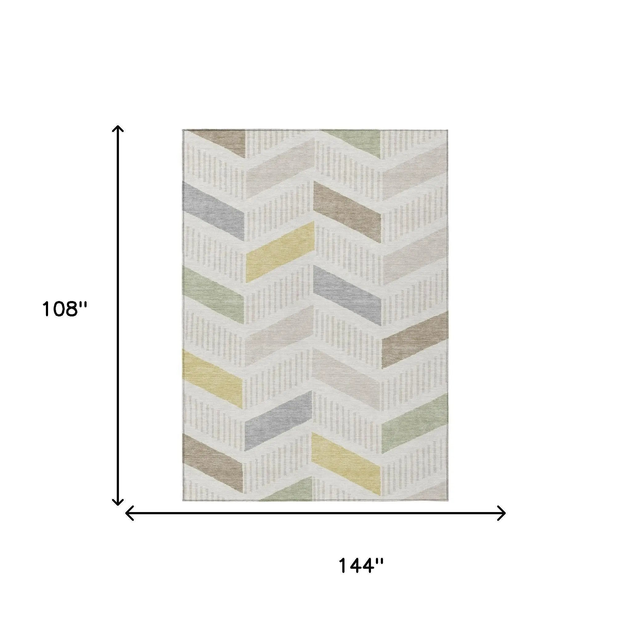 9' X 12' Ivory And Beige Geometric Washable Indoor Outdoor Area Rug Homeroots Outdoor