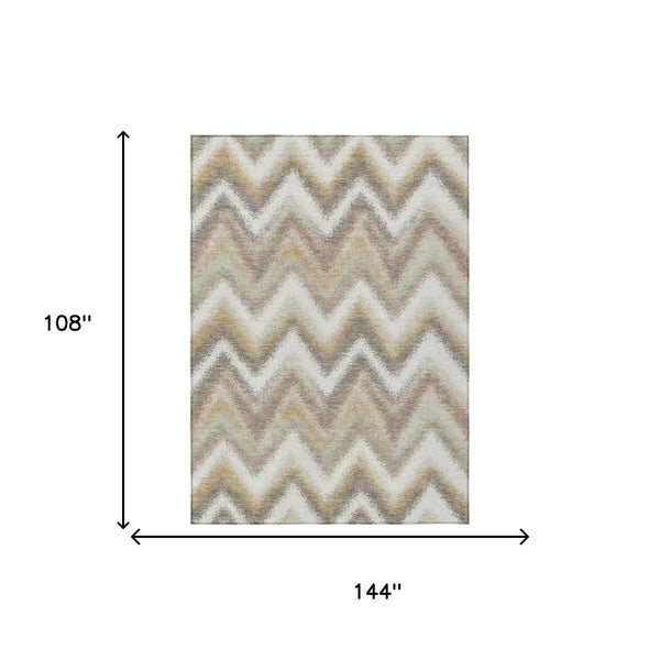 9' X 12' Ivory And Beige Geometric Washable Indoor Outdoor Area Rug Homeroots Outdoor