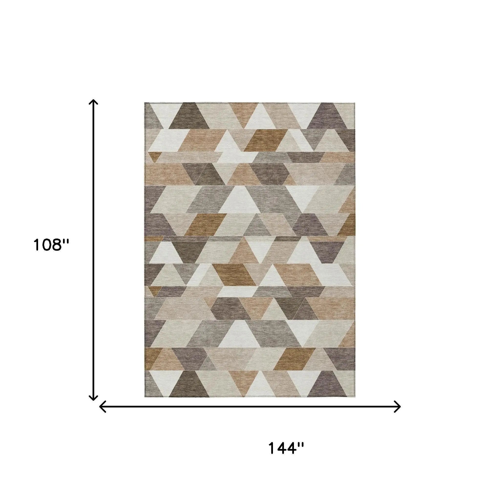 9' X 12' Ivory And Beige Geometric Washable Indoor Outdoor Area Rug Homeroots Outdoor