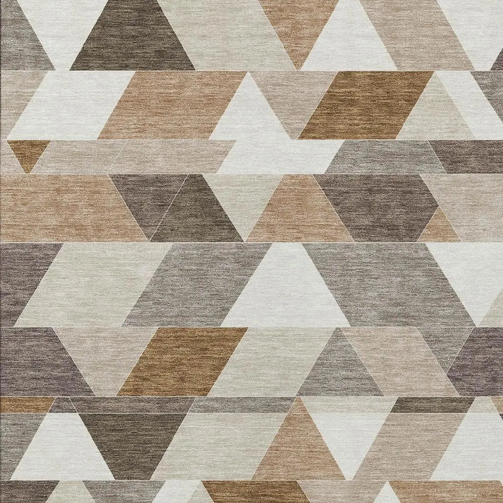 9' X 12' Ivory And Beige Geometric Washable Indoor Outdoor Area Rug Homeroots Outdoor