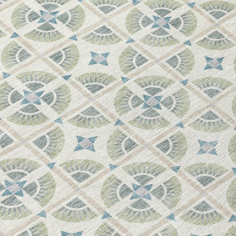 9' X 12' Ivory And Beige Geometric Washable Indoor Outdoor Area Rug Homeroots Outdoor