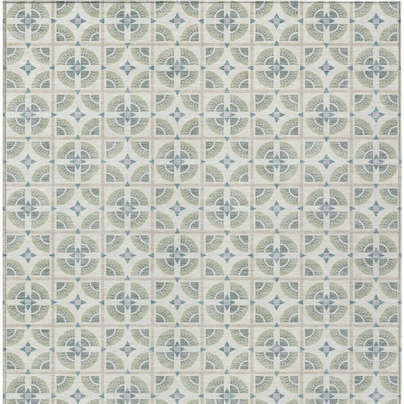 9' X 12' Ivory And Beige Geometric Washable Indoor Outdoor Area Rug Homeroots Outdoor