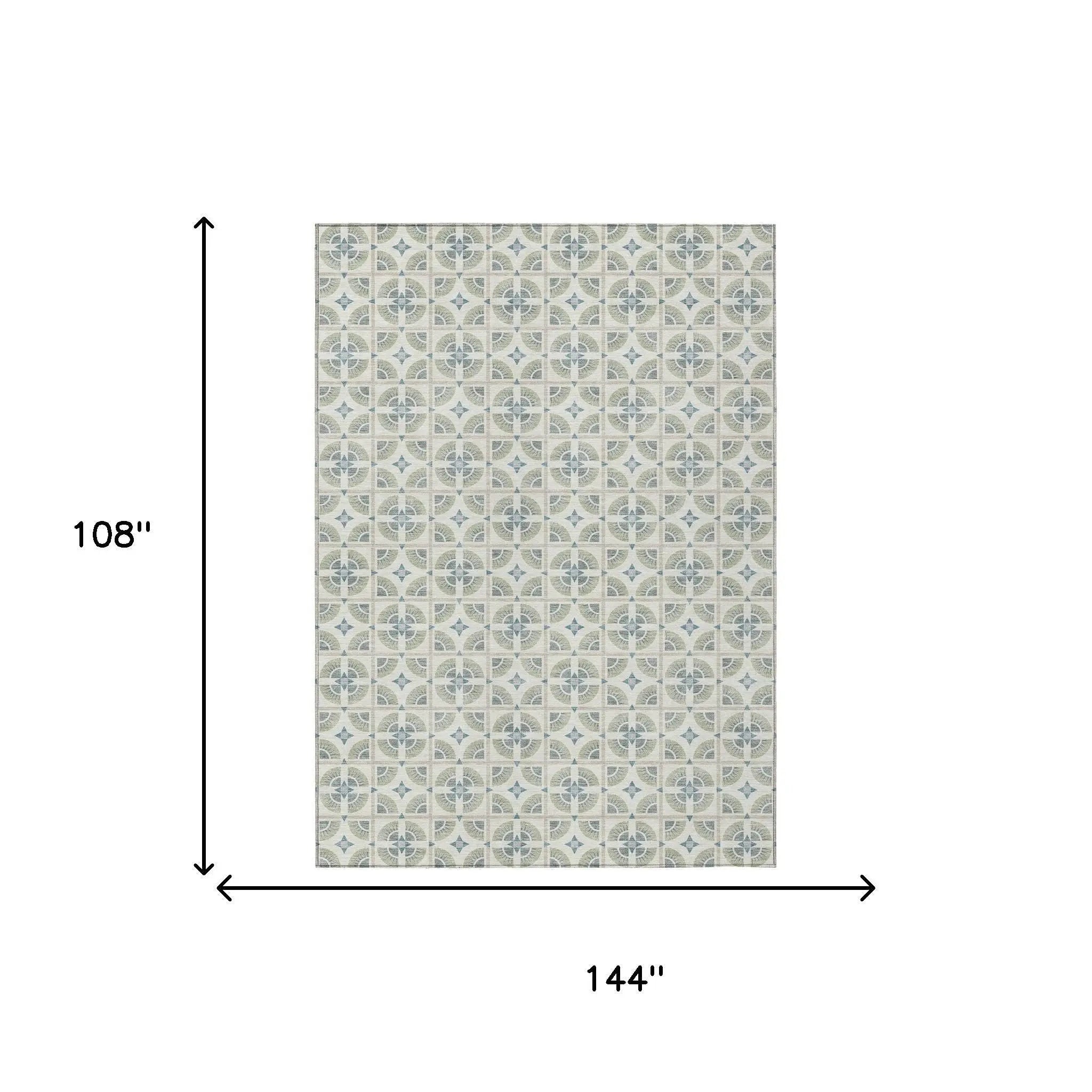 9' X 12' Ivory And Beige Geometric Washable Indoor Outdoor Area Rug Homeroots Outdoor