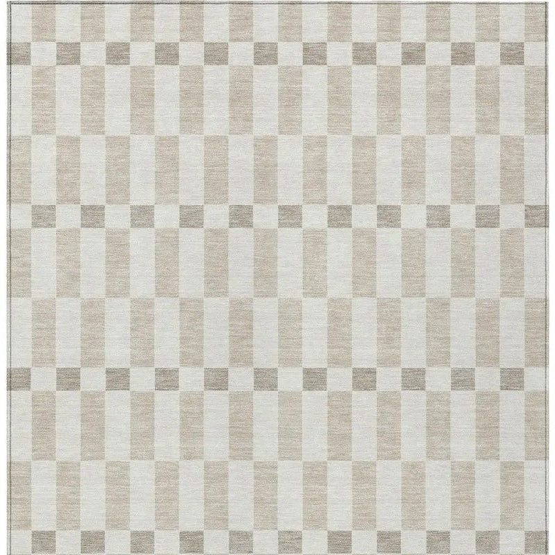 9' X 12' Ivory And Beige Geometric Washable Indoor Outdoor Area Rug Homeroots Outdoor