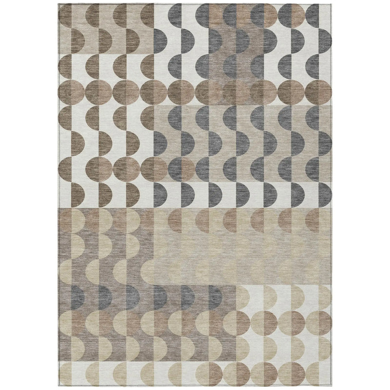 9' X 12' Ivory And Beige Geometric Washable Indoor Outdoor Area Rug Homeroots Outdoor