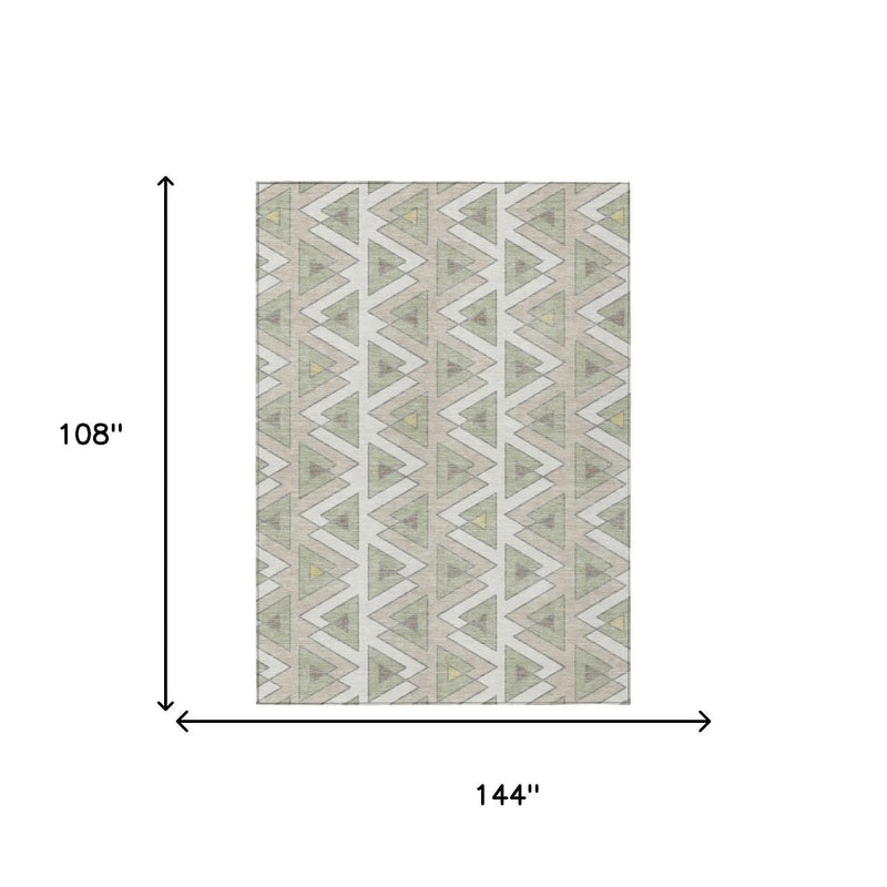 9' X 12' Ivory And Beige Geometric Washable Indoor Outdoor Area Rug Homeroots Outdoor