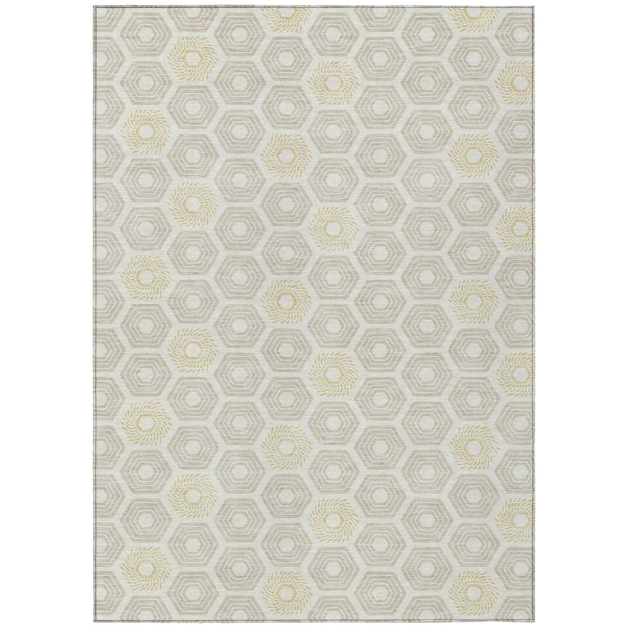 9' X 12' Ivory And Beige Geometric Washable Indoor Outdoor Area Rug Homeroots Outdoor
