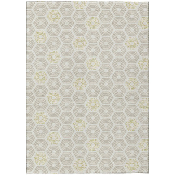 9' X 12' Ivory And Beige Geometric Washable Indoor Outdoor Area Rug Homeroots Outdoor