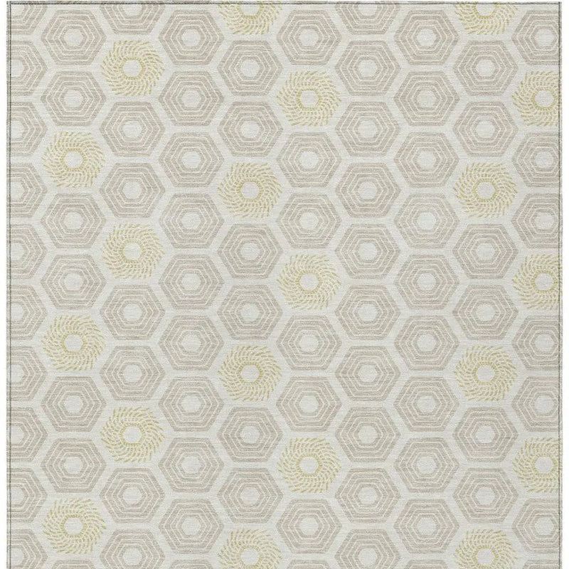 9' X 12' Ivory And Beige Geometric Washable Indoor Outdoor Area Rug Homeroots Outdoor