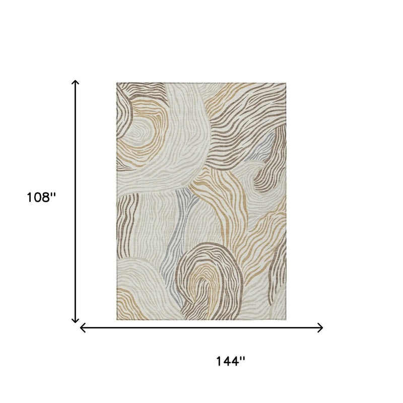 9' X 12' Ivory And Beige Ikat Washable Indoor Outdoor Area Rug Homeroots Outdoor