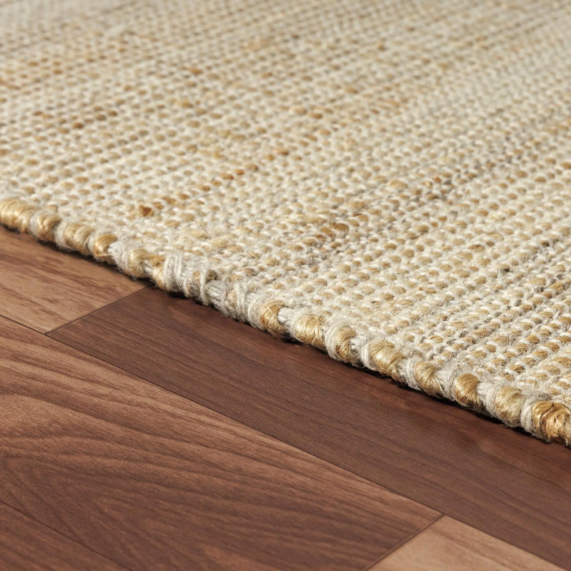 9' X 12' Ivory And Beige Jute Abstract Hand Woven Area Rug Homeroots Home Decor