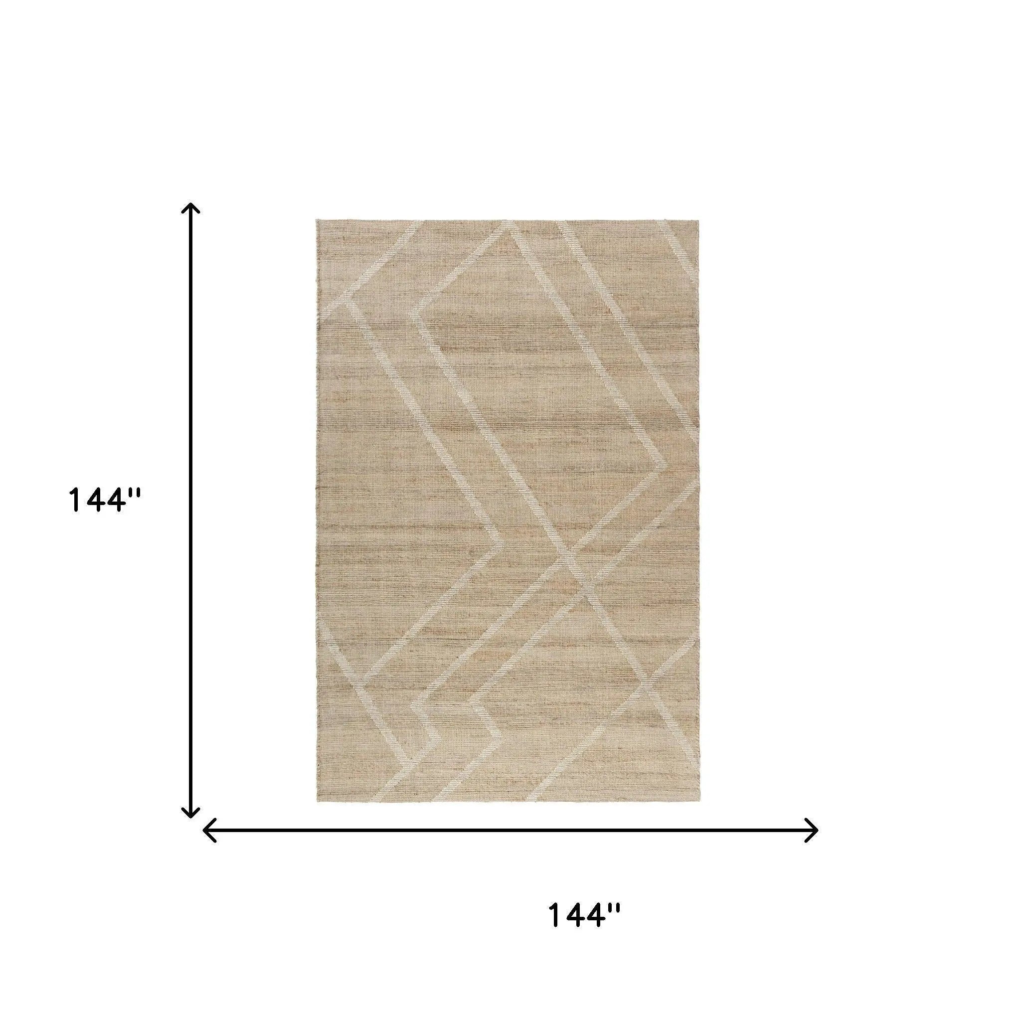 9' X 12' Ivory And Beige Jute Abstract Hand Woven Area Rug Homeroots Home Decor