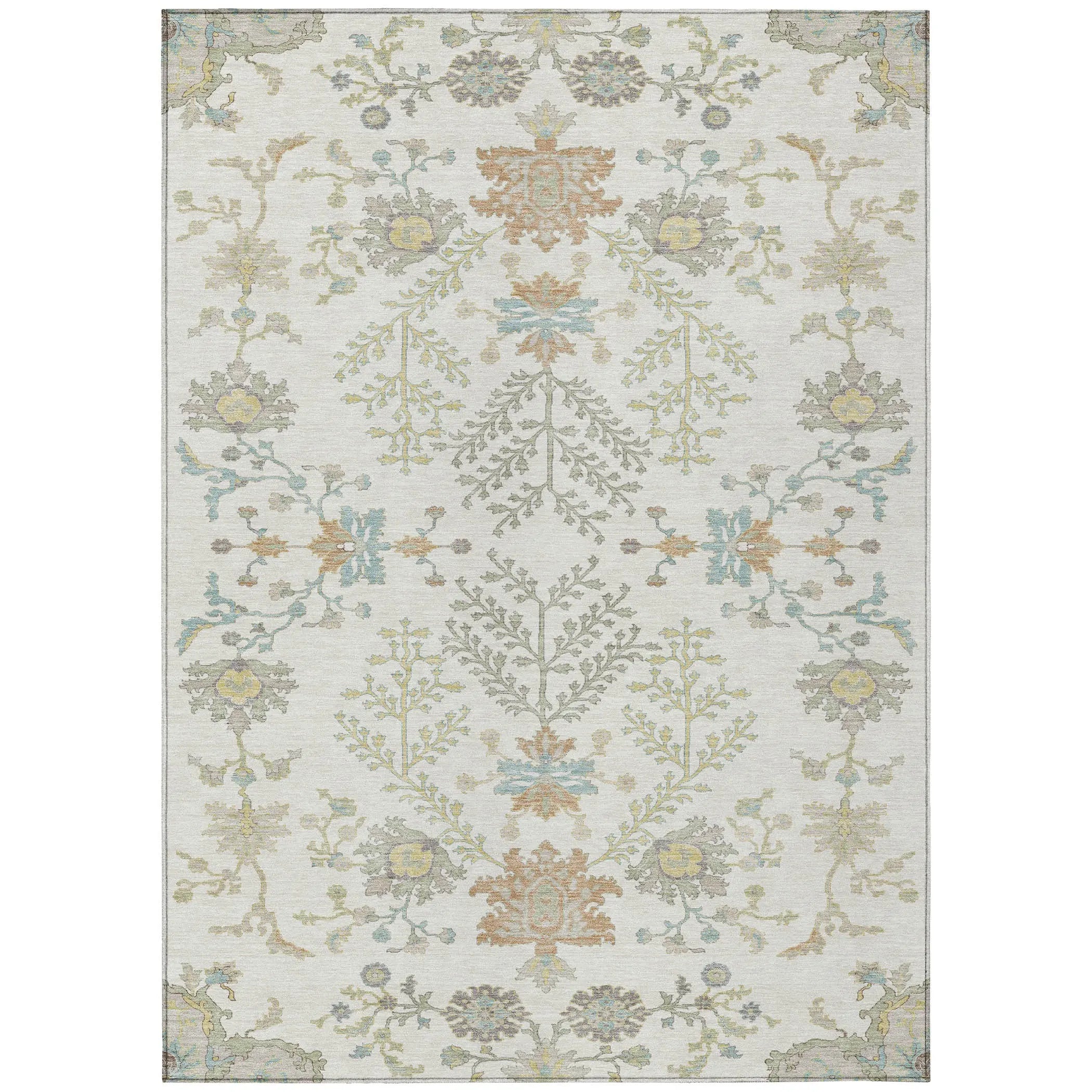 9' X 12' Ivory And Beige Oriental Washable Indoor Outdoor Area Rug Homeroots Outdoor
