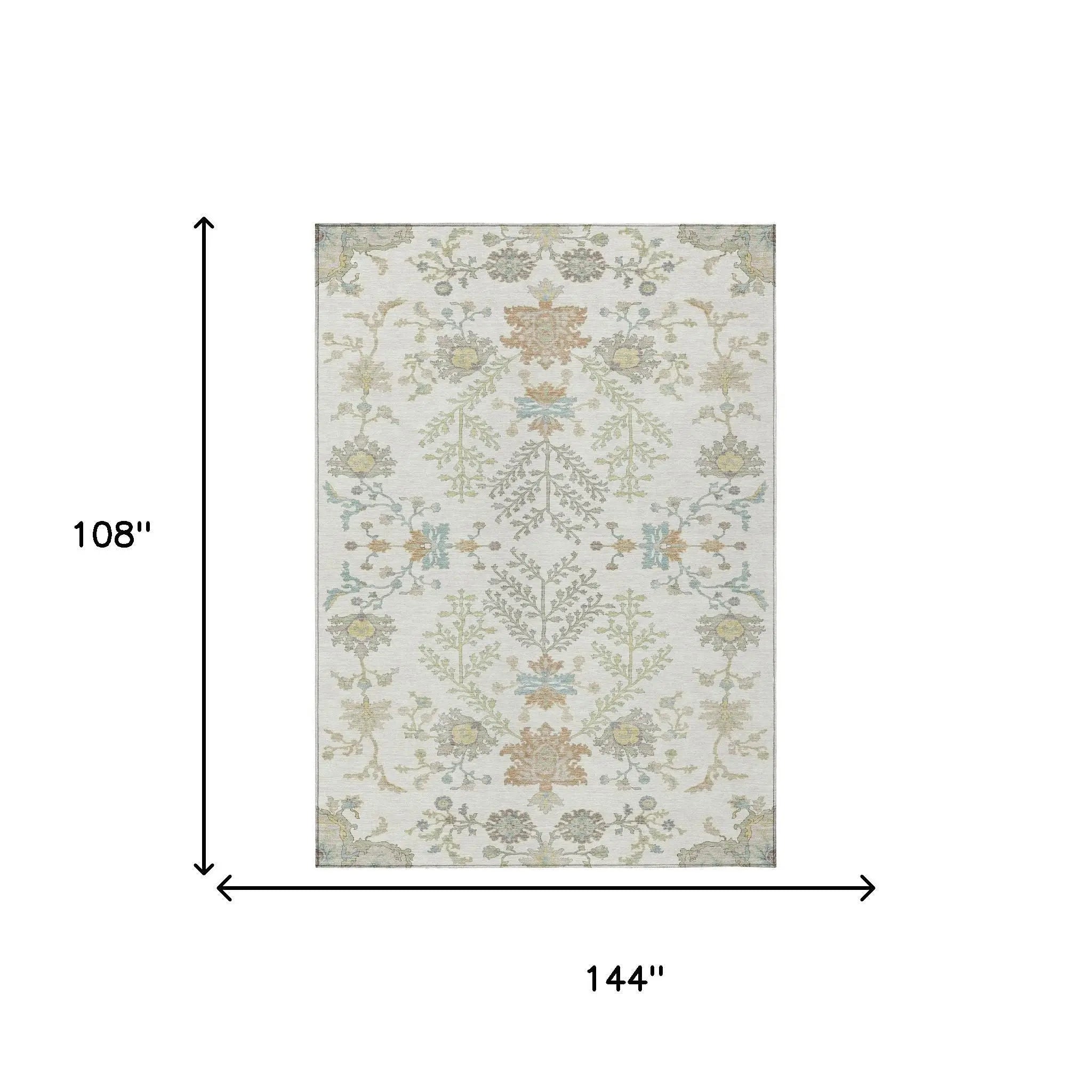 9' X 12' Ivory And Beige Oriental Washable Indoor Outdoor Area Rug Homeroots Outdoor