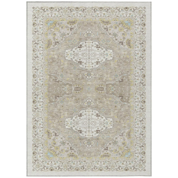 9' X 12' Ivory And Beige Oriental Washable Indoor Outdoor Area Rug Homeroots Outdoor