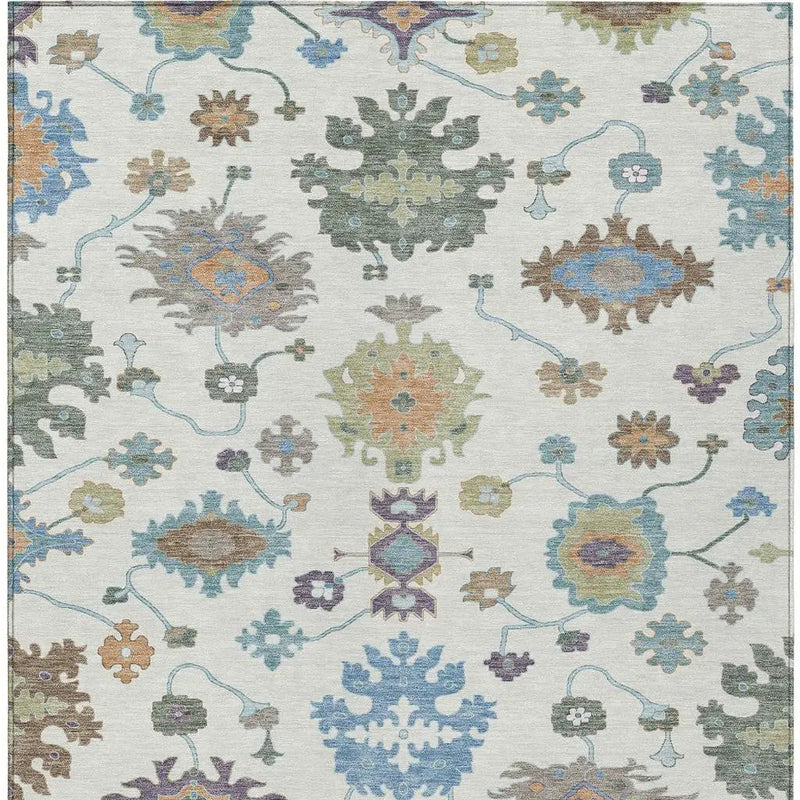 9' X 12' Ivory And Beige Oriental Washable Indoor Outdoor Area Rug Homeroots Outdoor