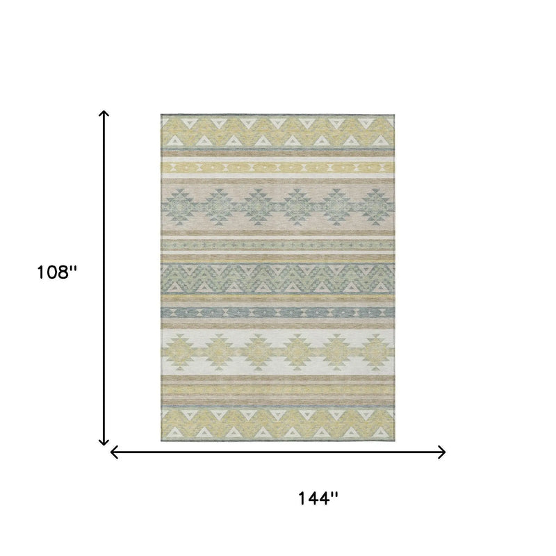 9' X 12' Ivory And Beige Southwestern Washable Indoor Outdoor Area Rug Homeroots Outdoor