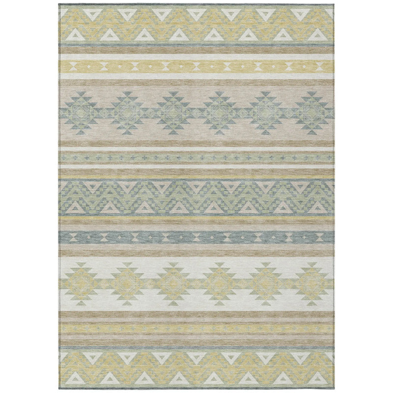9' X 12' Ivory And Beige Southwestern Washable Indoor Outdoor Area Rug Homeroots Outdoor