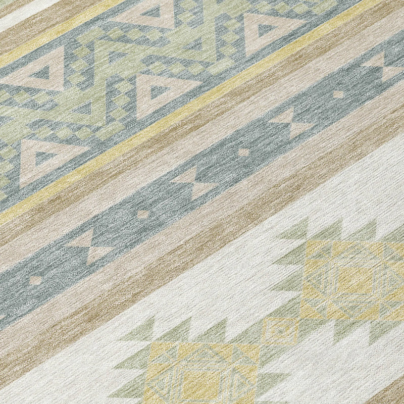 9' X 12' Ivory And Beige Southwestern Washable Indoor Outdoor Area Rug Homeroots Outdoor
