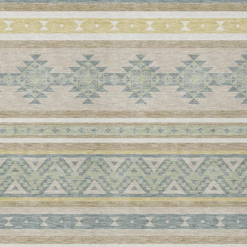 9' X 12' Ivory And Beige Southwestern Washable Indoor Outdoor Area Rug Homeroots Outdoor
