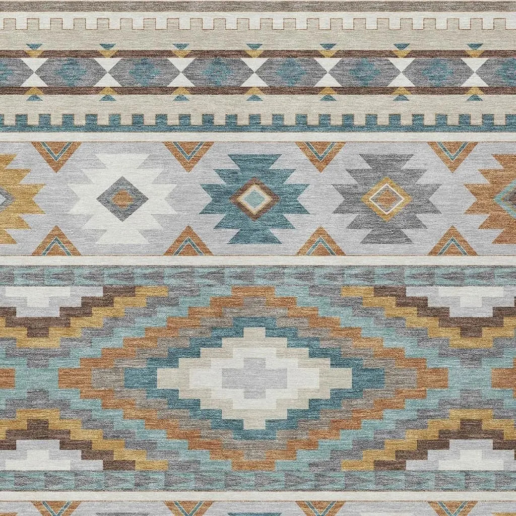 9' X 12' Ivory And Beige Southwestern Washable Indoor Outdoor Area Rug Homeroots Outdoor