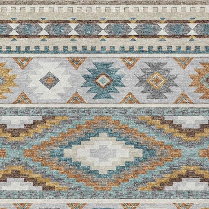 9' X 12' Ivory And Beige Southwestern Washable Indoor Outdoor Area Rug Homeroots Outdoor