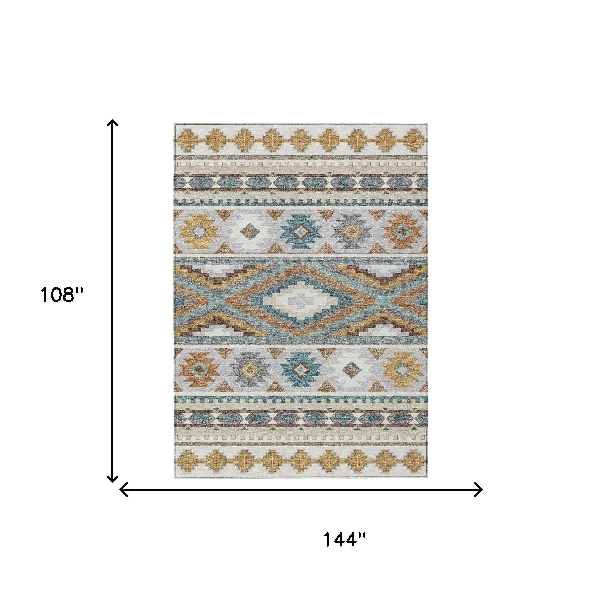9' X 12' Ivory And Beige Southwestern Washable Indoor Outdoor Area Rug Homeroots Outdoor