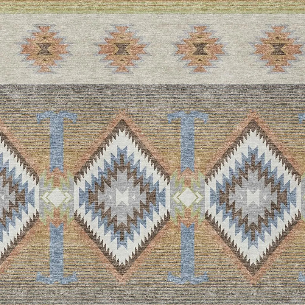 9' X 12' Ivory And Beige Southwestern Washable Indoor Outdoor Area Rug Homeroots Outdoor