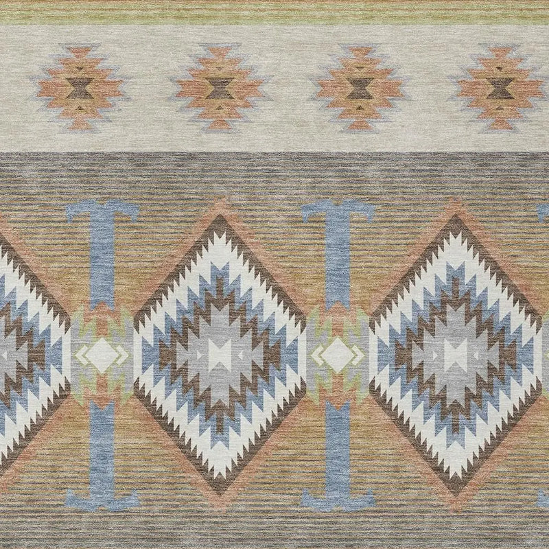 9' X 12' Ivory And Beige Southwestern Washable Indoor Outdoor Area Rug Homeroots Outdoor