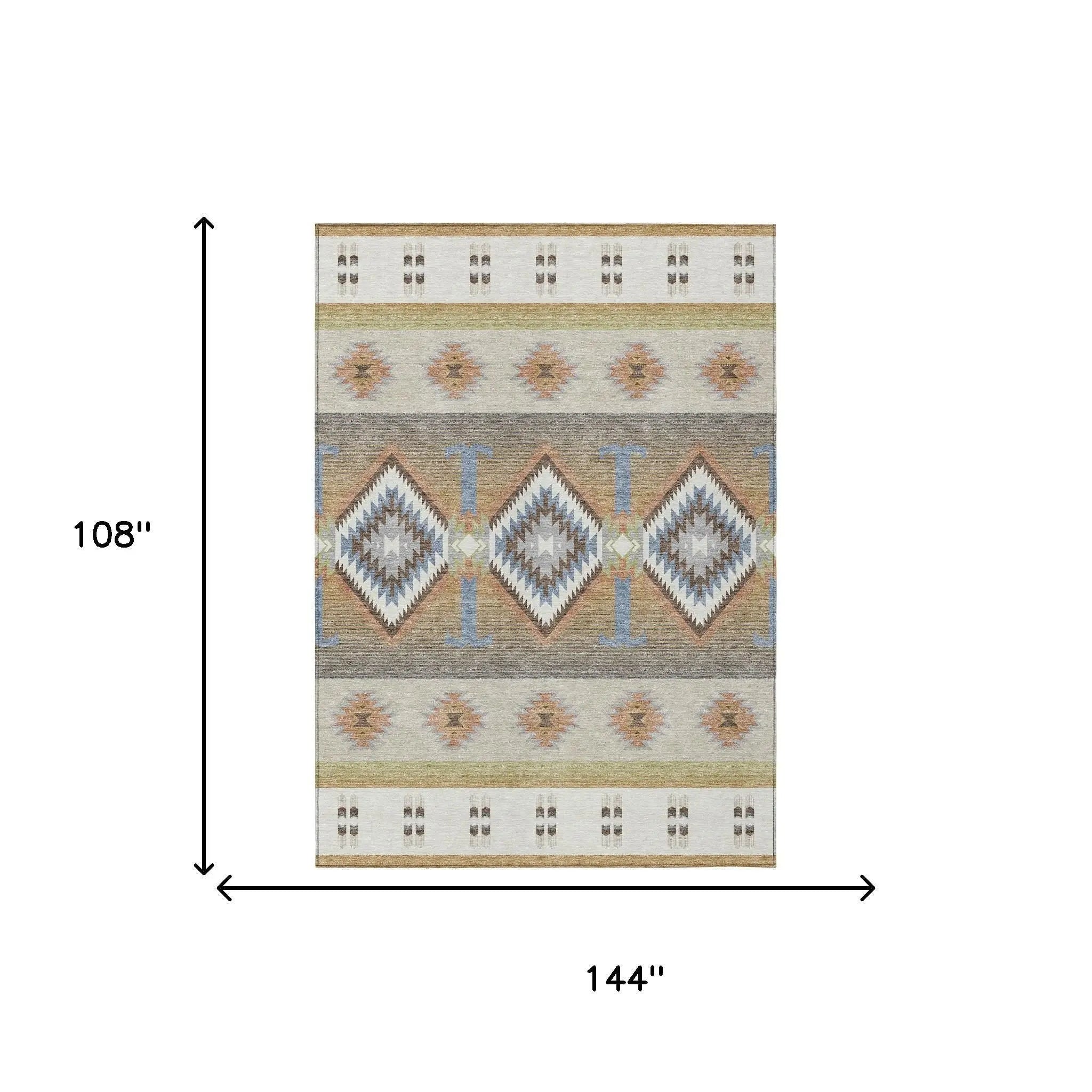 9' X 12' Ivory And Beige Southwestern Washable Indoor Outdoor Area Rug Homeroots Outdoor