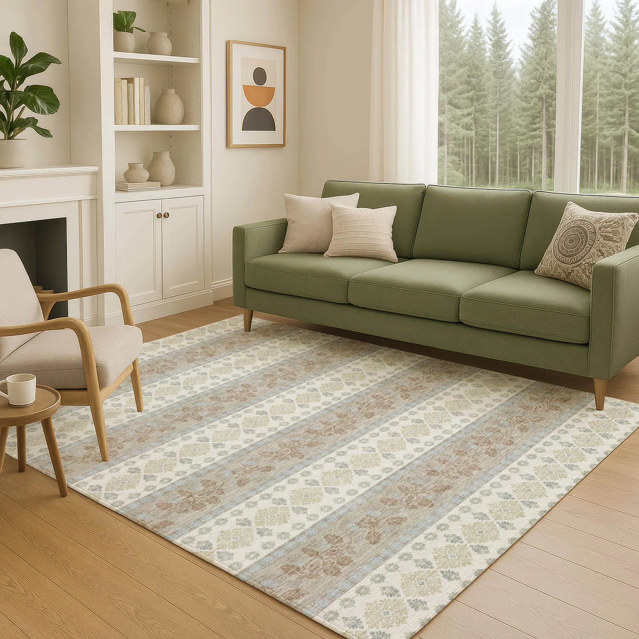 9' X 12' Ivory And Beige Striped Washable Indoor Outdoor Area Rug Homeroots Outdoor
