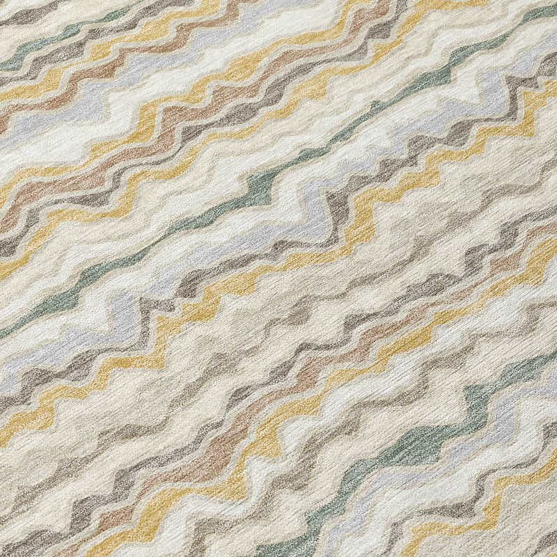 9' X 12' Ivory And Beige Striped Washable Indoor Outdoor Area Rug Homeroots Outdoor