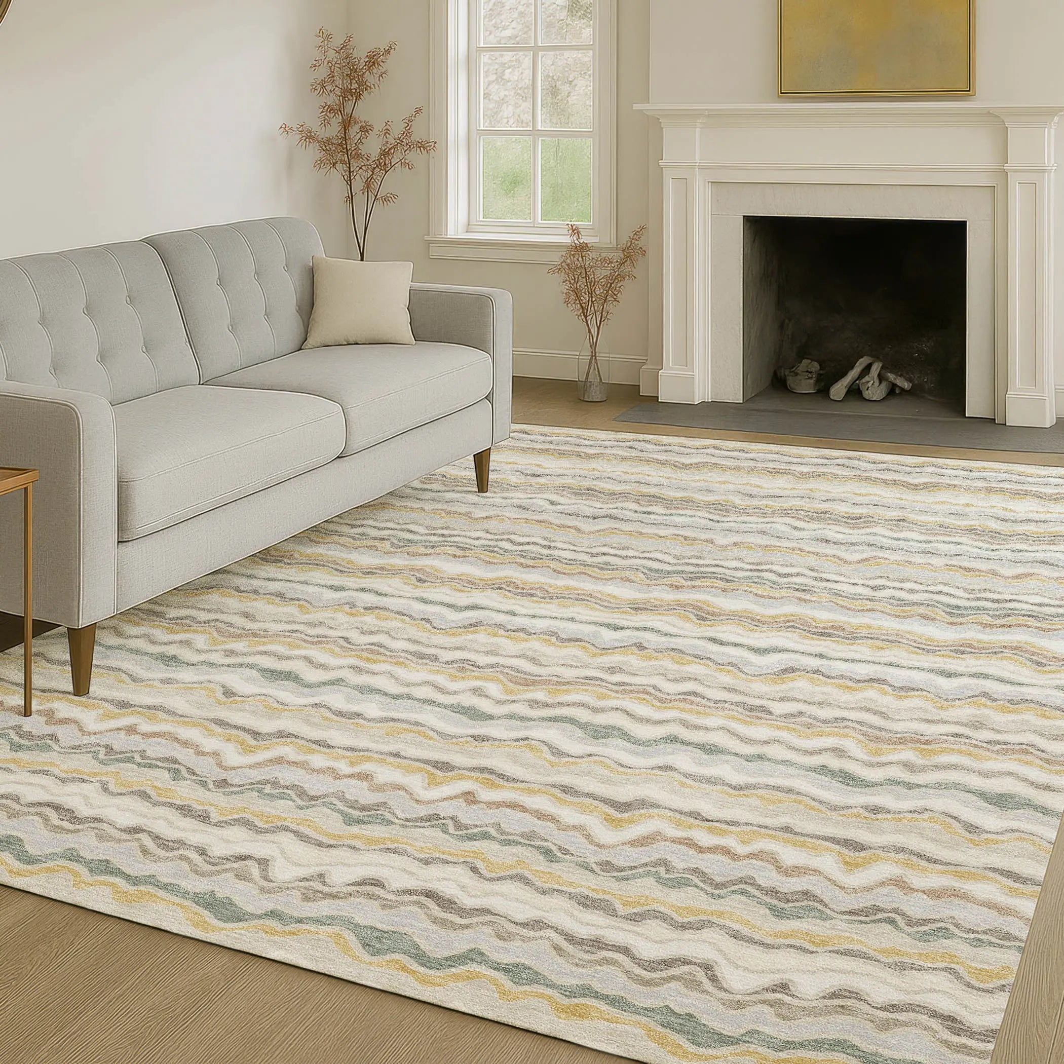 9' X 12' Ivory And Beige Striped Washable Indoor Outdoor Area Rug Homeroots Outdoor