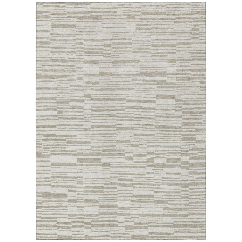 9' X 12' Ivory And Beige Striped Washable Indoor Outdoor Area Rug Homeroots Outdoor
