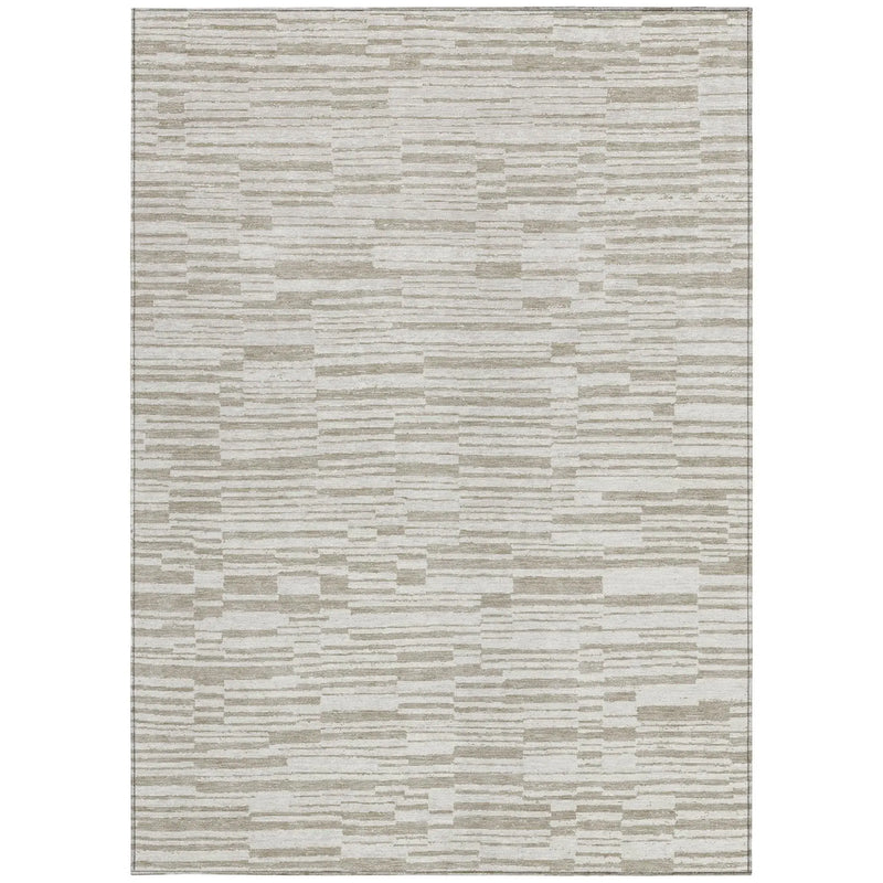 9' X 12' Ivory And Beige Striped Washable Indoor Outdoor Area Rug Homeroots Outdoor